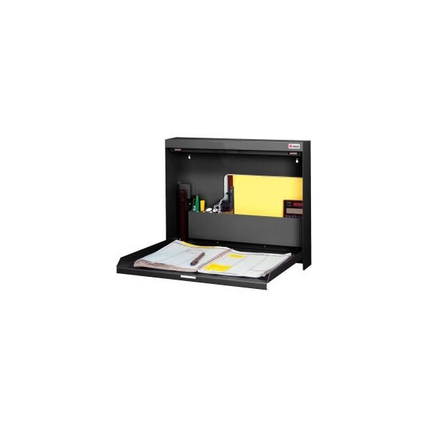 Datum Filing Systems Datum WallWrite Folding Wall Mount Desk, Non-Locking, 20"W x 3-3/8"D x 16-3/8"H, Black WW-101-T25 - main